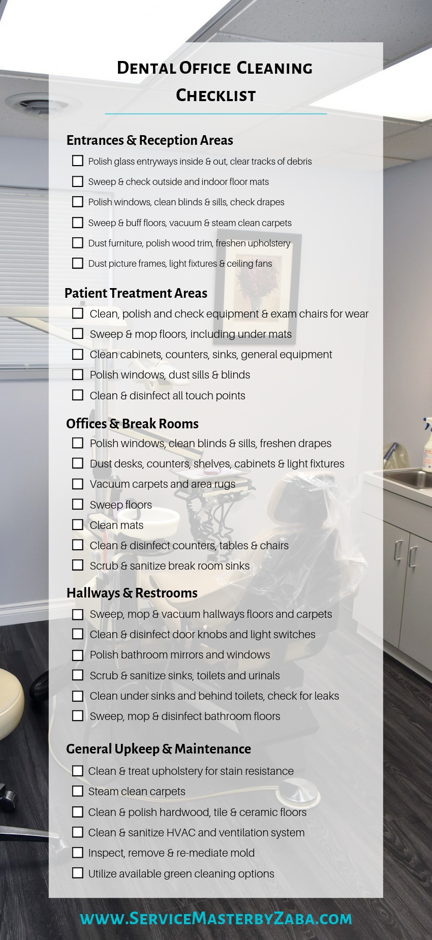 dental office cleaning checklist