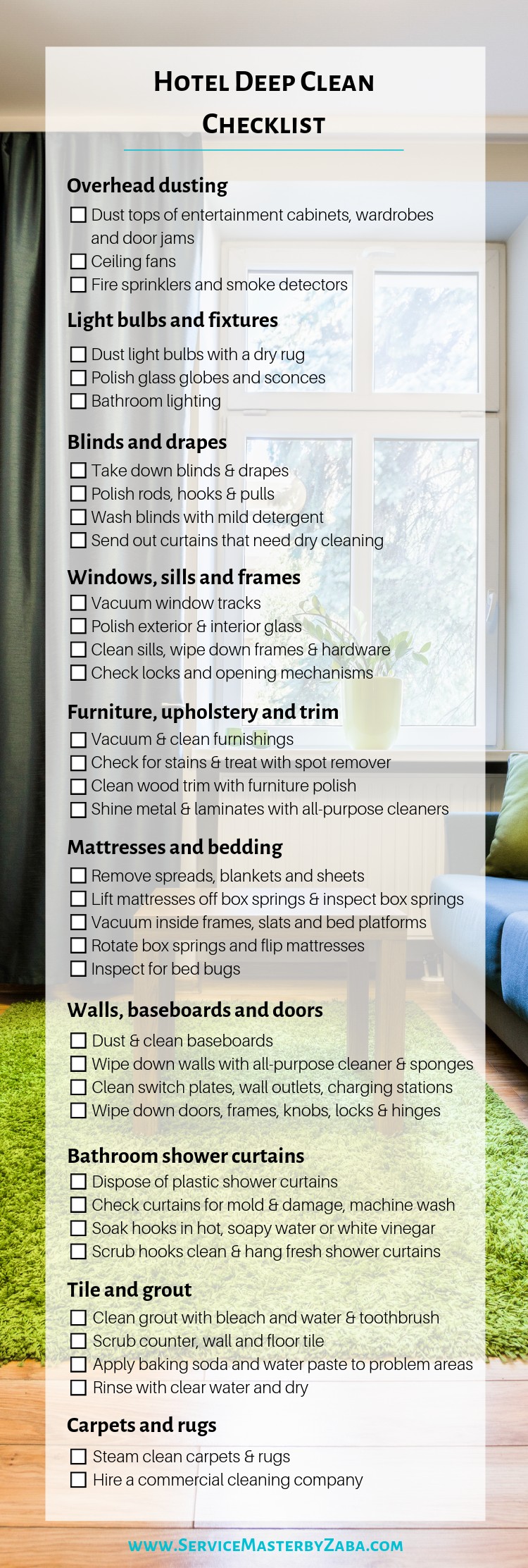 hotel deep cleaning checklist
