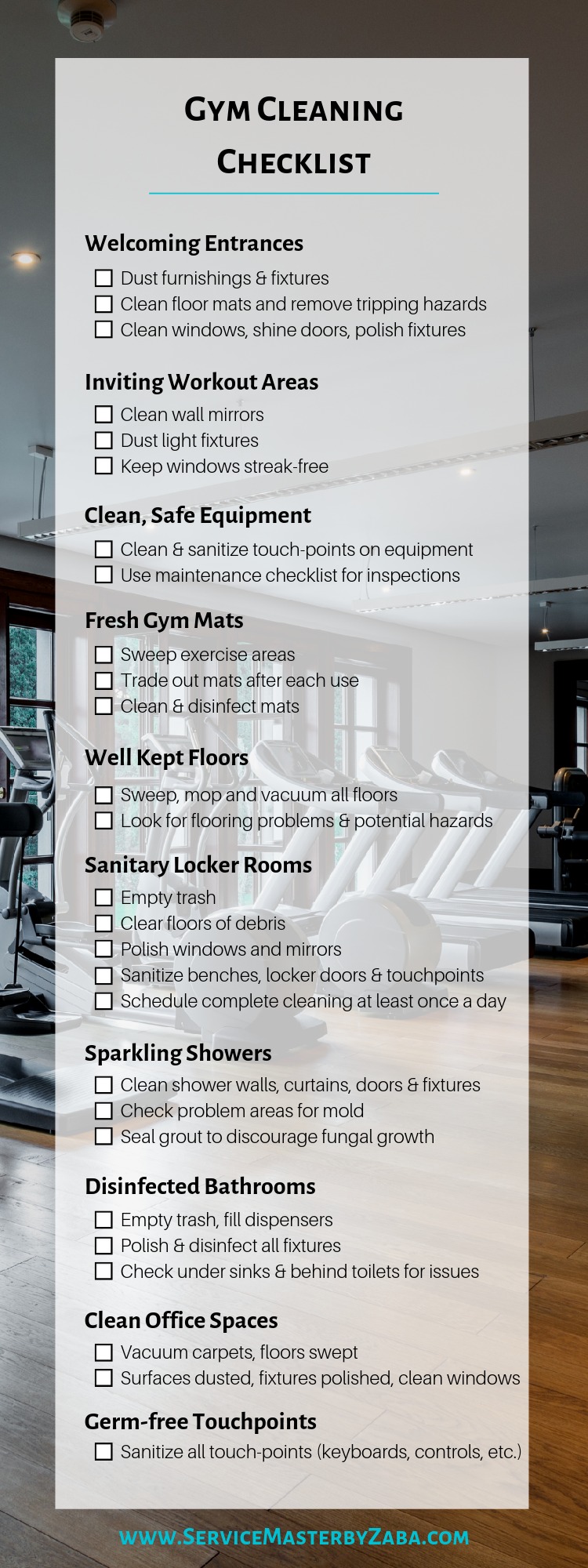 gym cleaning checklist doc