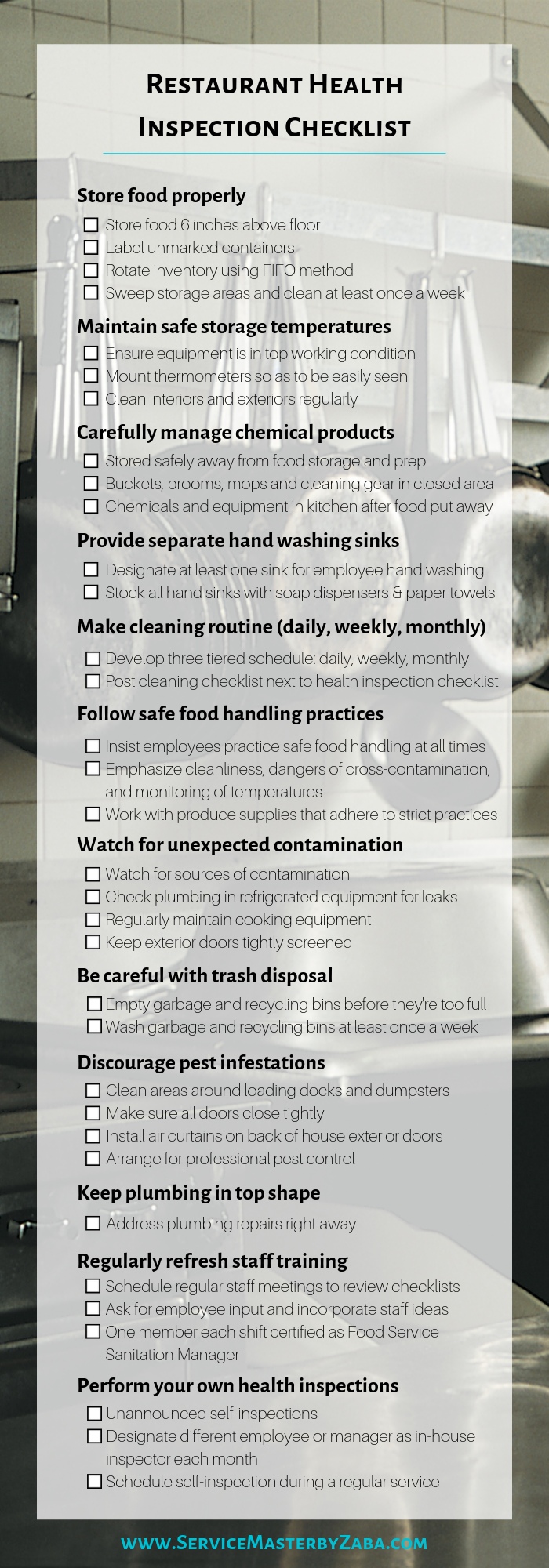 restaurant health inspection checklist