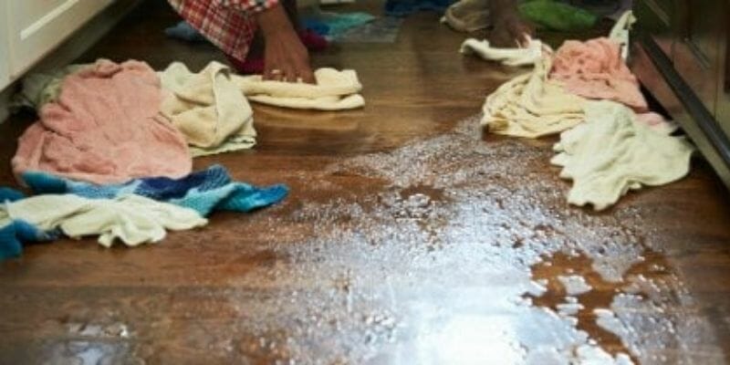 cleaning up water damage on hardwood floor in chicago, il