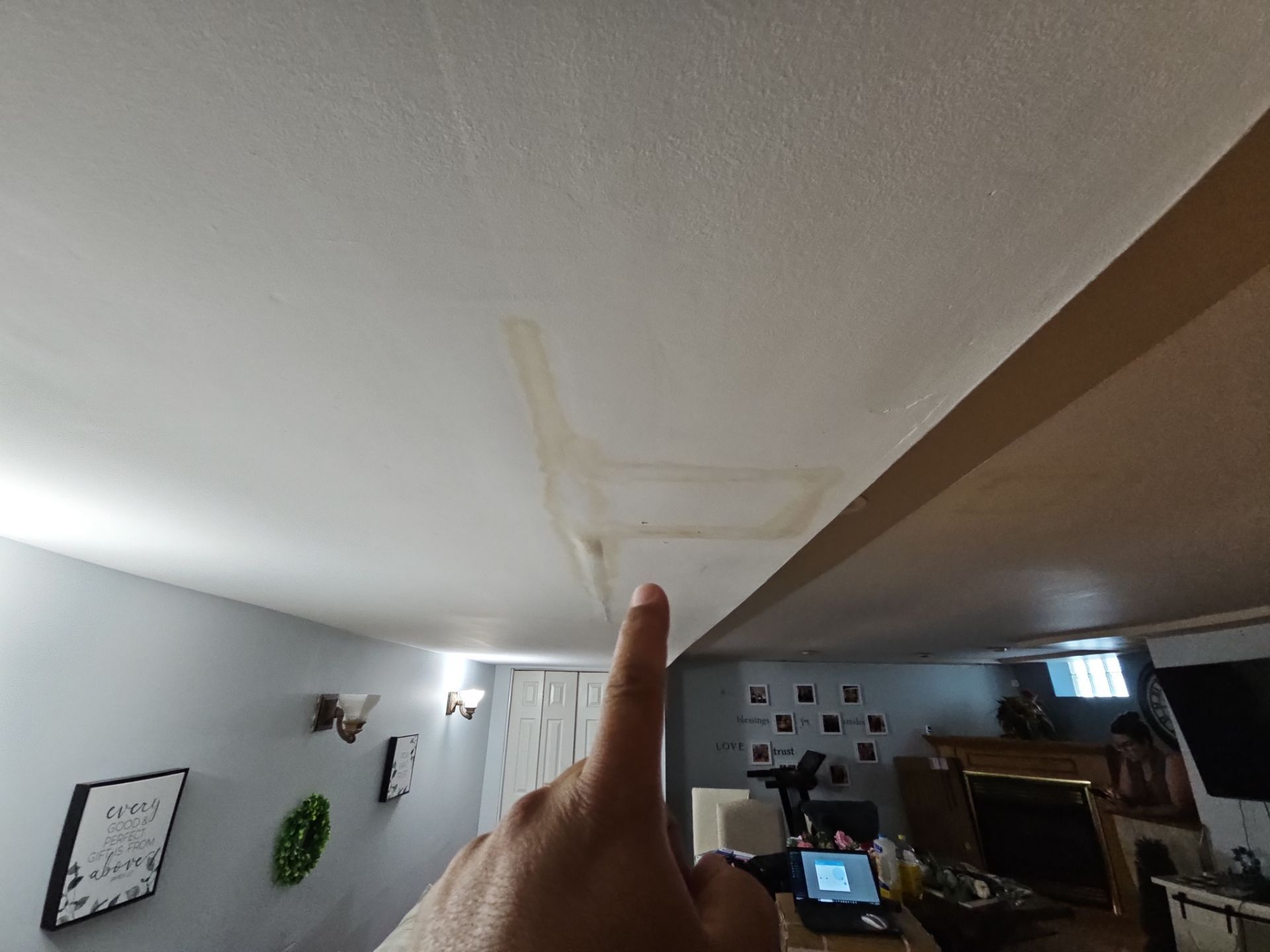 upstairs shower leaking through ceiling