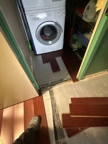 baseboards water damage after burt pipe in des plaines apartment