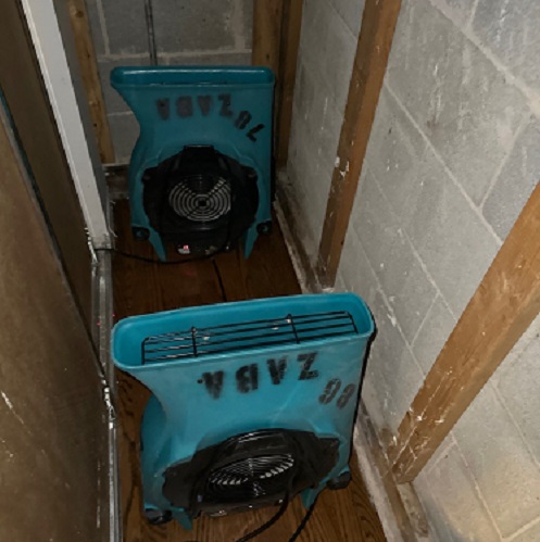 structural drying after wated damage due to rooftop patio leak