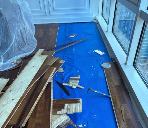 water damage baseboard removal