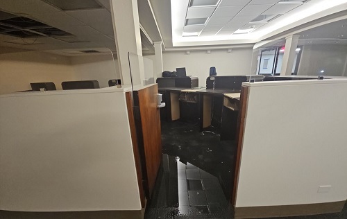 burst pipe in bank
