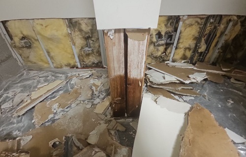 drywall water damage after burst pipe